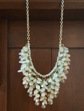 Gold-Accent Mint Cluster Statement Necklace